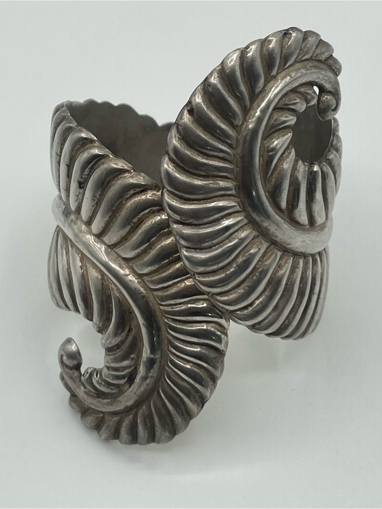 Taxco Jewelry - Taxco Sculpted Scroll Cuff Bracelet - Silver